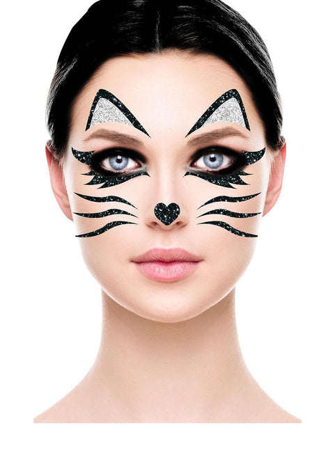 Naklejki na twarz kot brokat 20cm