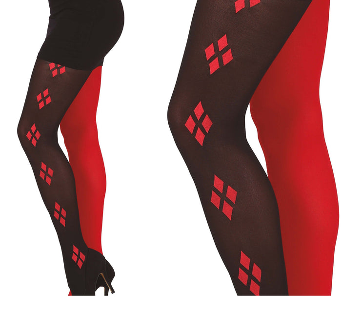 Czarno-czerwone legginsy Harley Quin