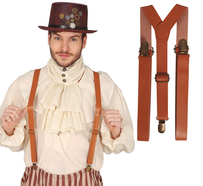 Brązowe szelki ze sztucznej skóry 58 cm