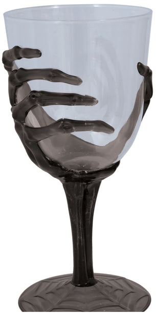 Halloweenowy kieliszek do wina Szkielet Ręka 18,5 cm