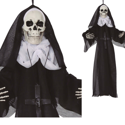 Wiszący szkielet zakonnicy na Halloween 50 cm