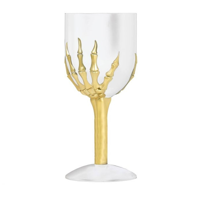 Halloweenowy kieliszek do wina sodowego Szkielet 18 cm