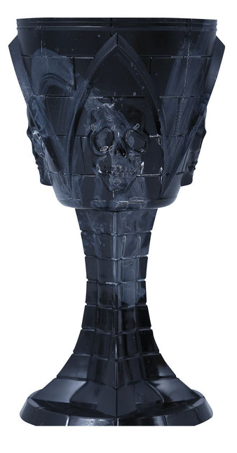 Szklana czaszka na Halloween 19 cm