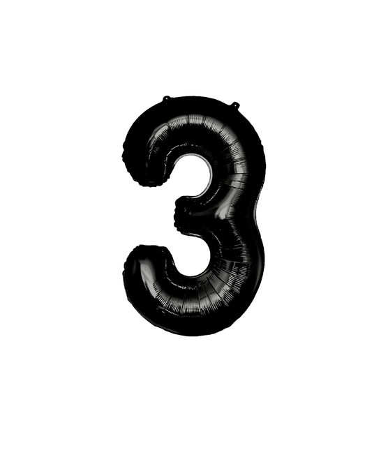 3 Jaar Cijfer Ballon Zwart 86cm van Paper Dreams koop je bij Partywinkel