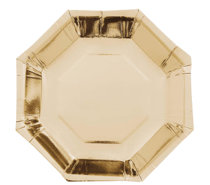 Złote talerze papierowe 23cm 6szt