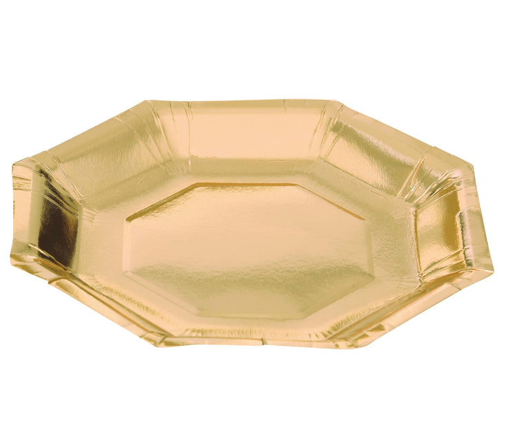 Złote talerze papierowe 23cm 6szt