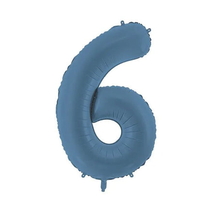 6 Jaar Cijfer Ballon Blauw Mat Leeg 86cm van Partydeco koop je bij Partywinkel