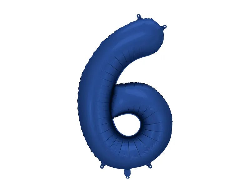 6 Jaar Cijfer Ballon Blauw Satijn Folie Leeg 86cm van Partydeco koop je bij Partywinkel