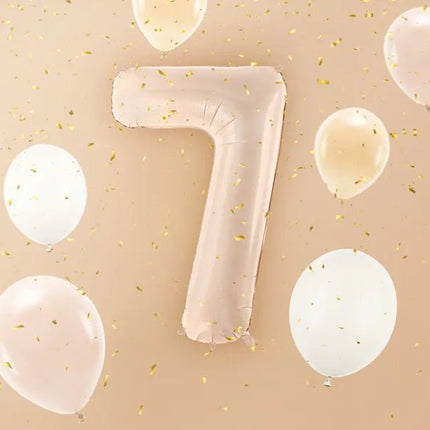 7 Jaar Cijfer Ballon Beige Glans Leeg 72cm van Partydeco koop je bij Partywinkel