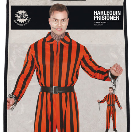 Halloweenowy kombinezon męski więzień arlekin