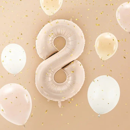8 Jaar Cijfer Ballon Beige Glans Leeg 72cm van Partydeco koop je bij Partywinkel