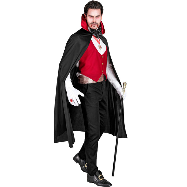 Kostium na Halloween Czarno-czerwony męski wampir 4-częściowy