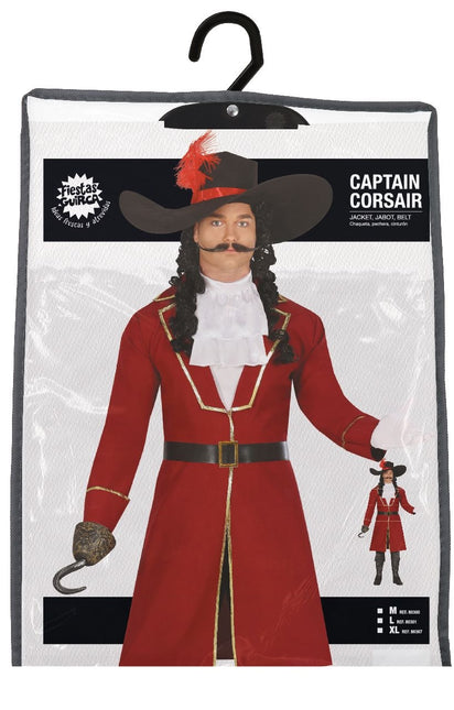 Kostium pirata Bordeaux Red Męski Długi