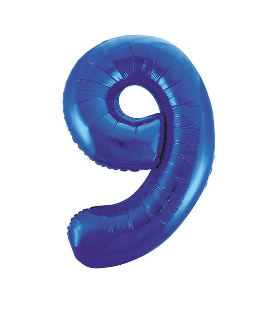 9 Jaar Cijfer Ballon Blauw Leeg 86cm van Unique koop je bij Partywinkel