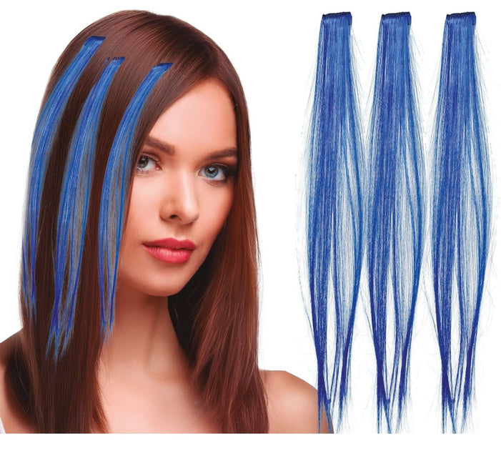 Blauwe Hair Extension 50cm 3st van Fiestas Guirca koop je bij Partywinkel