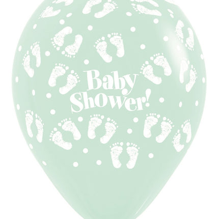 Balony Baby Shower Footprints Pastel Matte Mix 30cm 25szt