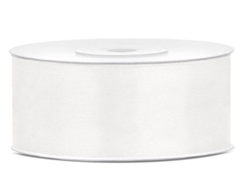 Wstążka satynowa biała pastelowa 25 mm 25 m