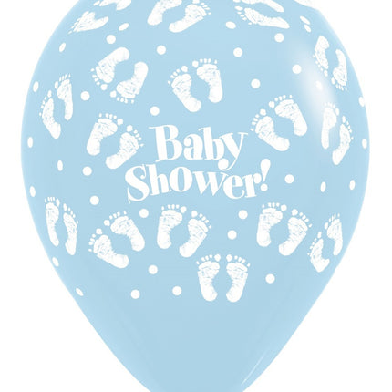 Balony Baby Shower Footprints Pastel Matte Mix 30cm 25szt