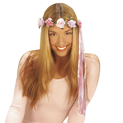 Fioletowa opaska do włosów w kwiaty