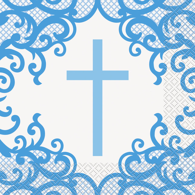 Serwetki komunijne niebieskie 16szt