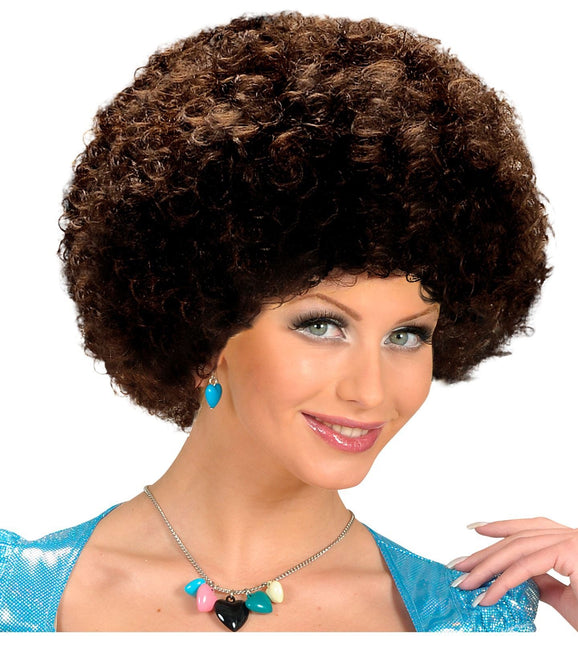 Brązowa peruka afro unisex