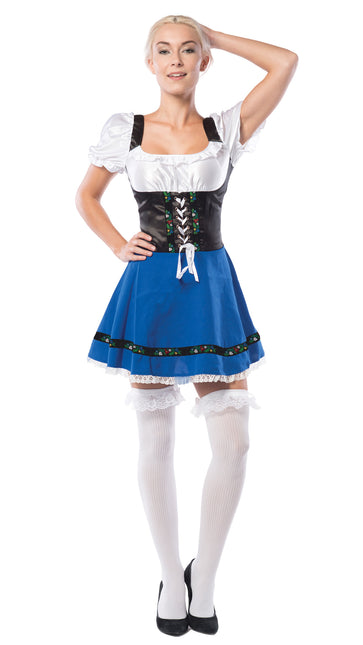 Dirndl Dress Oktoberfest Blue White Bow