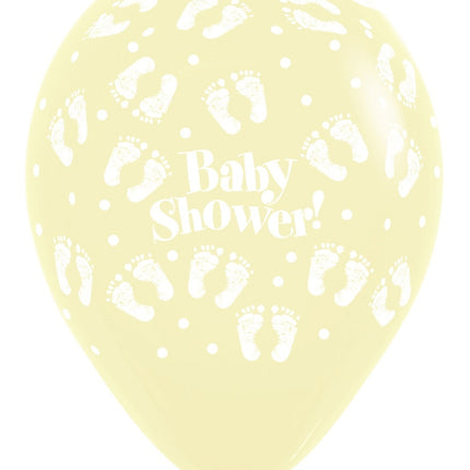 Balony Baby Shower Footprints Pastel Matte Mix 30cm 25szt