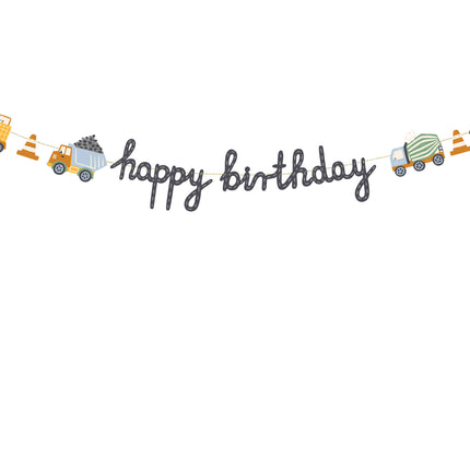 Happy Birthday Letter Garland Pojazdy budowlane 2m