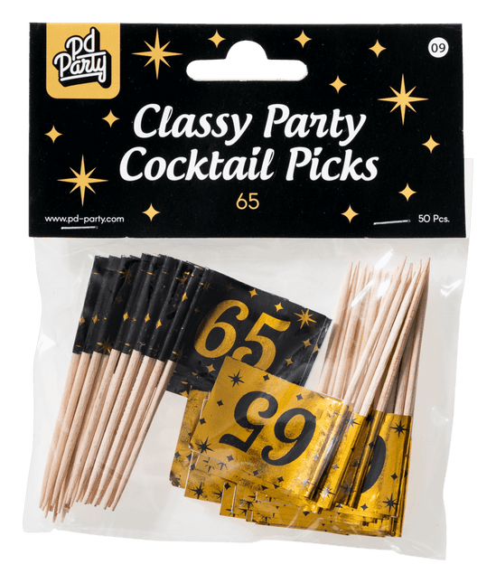 Patyczki koktajlowe 65 lat 6,5 cm 50 szt.