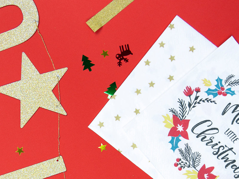 Serwetki białe złote gwiazdki 33cm 20szt