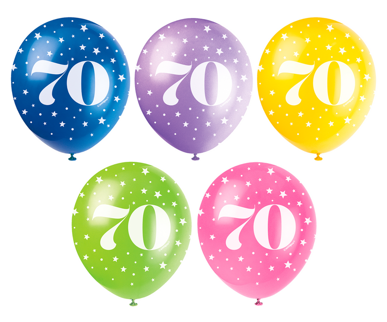 Balony 70 lat konfetti 30cm 5szt