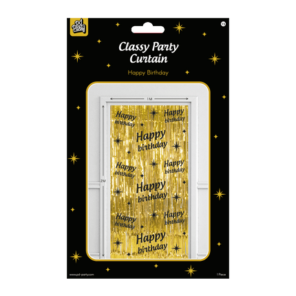 Zasłona na drzwi Happy Birthday złoto-czarna
