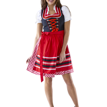 Czerwono biała sukienka Dirndl Oktoberfest Ladies w kratkę
