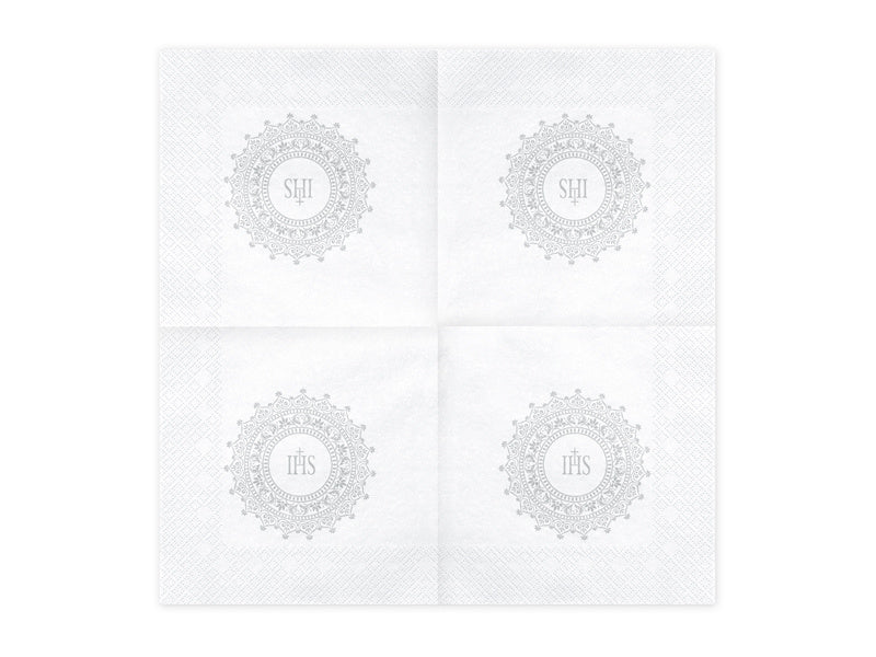 Serwetki komunijne srebrne 33cm 20szt