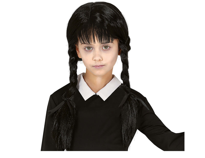 Czarna peruka z warkoczami dla dziecka