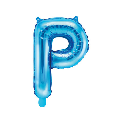 Balon foliowy litera P niebieski pusty 35cm