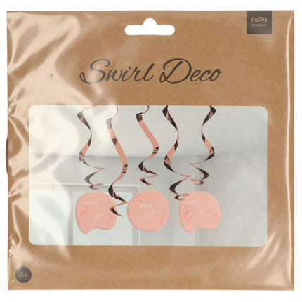 Dekoracja wisząca Happy Birthday różowa 75cm 5szt