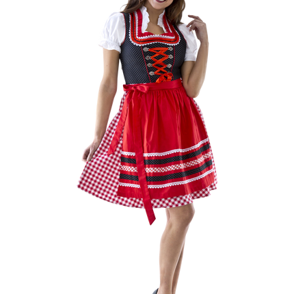 Czerwono biała sukienka Dirndl Oktoberfest Ladies w kratkę