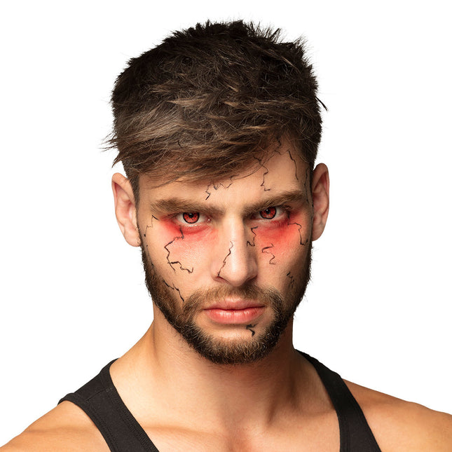 Kolorowe soczewki na Halloween czerwono-czarne