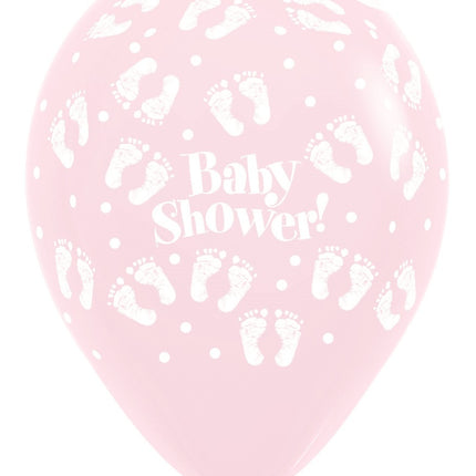 Balony Baby Shower Footprints Pastel Matte Mix 30cm 25szt