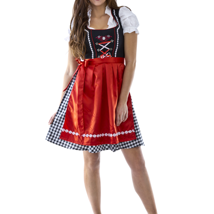 Czarno-biała sukienka Dirndl Oktoberfest Ladies w kratkę