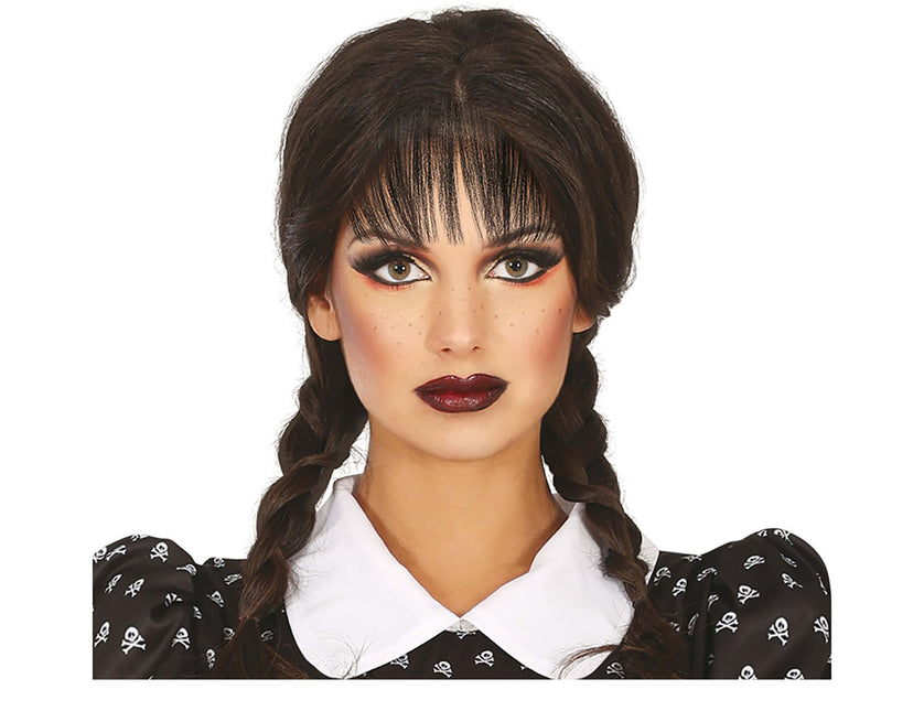 Czarna peruka z warkoczami