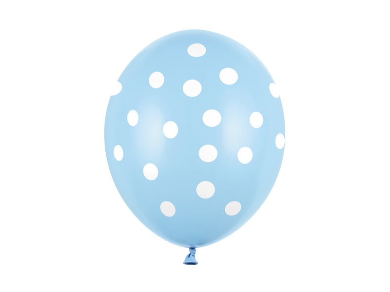 Balony jasnoniebieskie białe kropki 30cm 6szt