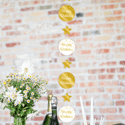 Dekoracja wisząca Happy Birthday Gold White 20,5cm