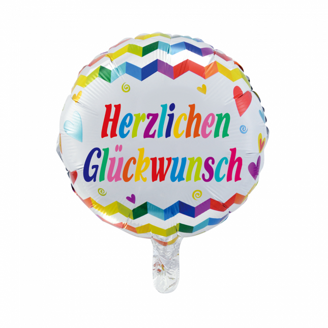 Balon helowy Herzlichen Glückwunsch 45cm pusty