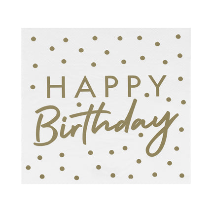 Serwetki urodzinowe białe złoto