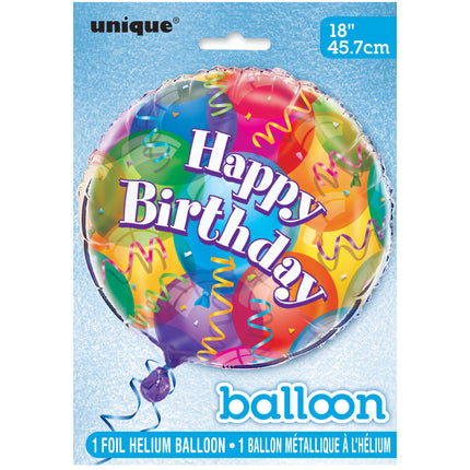 Balon helowy Happy Birthday Balony kolorowe 45 cm puste