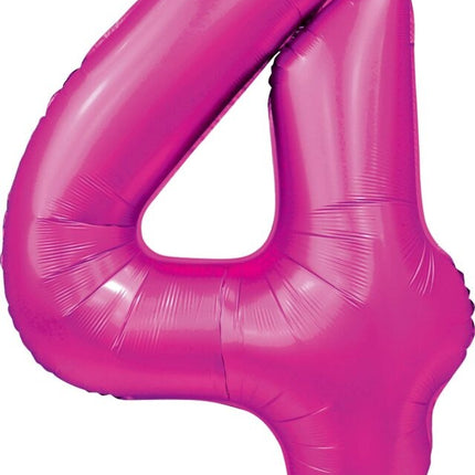 Balon z cyfrą fuksja 4 lata, połysk 86 cm