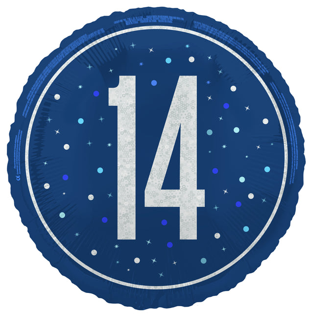 14 lat Balon helowy niebieski pusty 45 cm