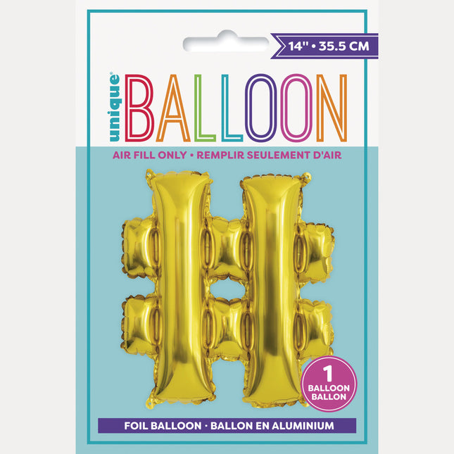 Balon foliowy Hashtag złoty pusty 15,2 cm